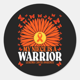 Niece Is A Warrior Leukemie Kanker Bewustzijn Ronde Sticker