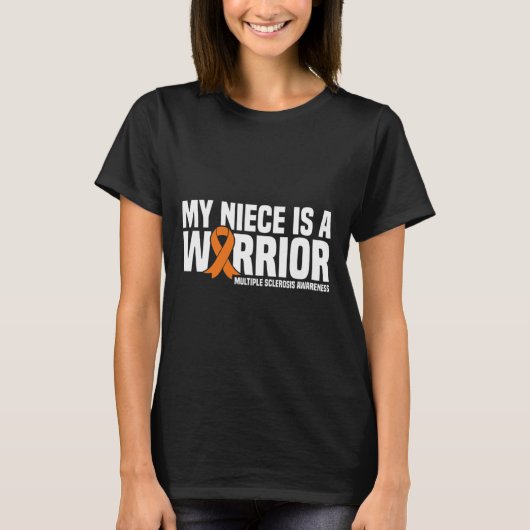 Niece is een strijder MS multiple sclerose bewustz T-shirt (Voorkant)