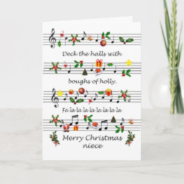 niece kerstblad Music Decthe Halls Feestdagen Kaart