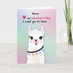 Niece Llamas Valentijn's Day Hearts Kaart
