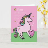 Niece Magical Unicorn Valentijnsdag Kaart (Gele Bloem)