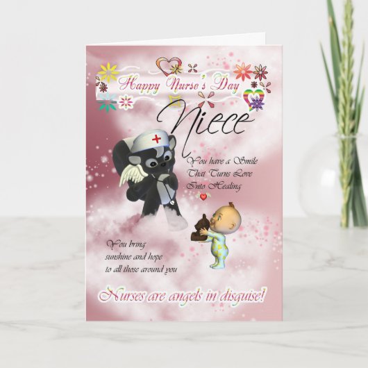 Niece Nurse's Day schattige kleine baby en leuke v Kaart (Voorkant)