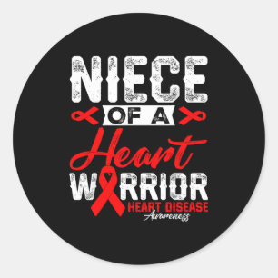 Niece Of A Heart Warrior Hartziekte Rode Lint Ronde Sticker
