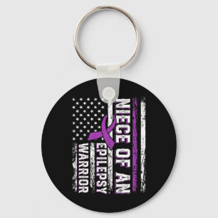 Niece of a Warrior Epilepsy Paars Ribbon Support Sleutelhanger