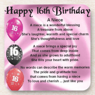 Niece Poem - 16th Birthday Drankjes Onderzetter