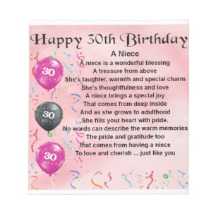 Niece Poem - 30th Birthday Notitieblok
