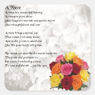Niece Poem - Flowers Vierkante Sticker