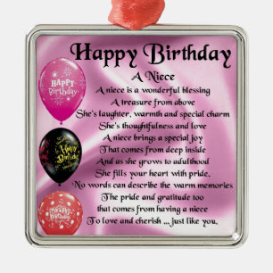 Niece Poem - Happy Birthday Metalen Ornament