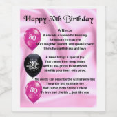 Niece Poem Wine Bottle Étiquette 30e anniversaire (Étiquettes simples)