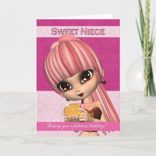Niece Trendy Verjaardag Meisje Wenskaart Kaart