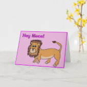 Niece Verjaardag Kaart - Schattigee Leeuw (Gele Bloem)