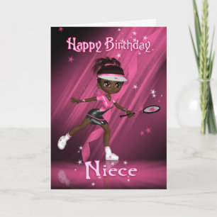 Niece Verjaardag Kaart Tennisspeler - Afro-Amerika