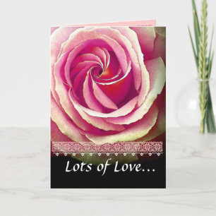 NIECE Verjaardag met Roze Roos en Kant Trim Kaart
