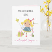 Niece verjaardagsmeisjes kaart (Gele Bloem)