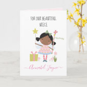 Niece verjaardagsvlecht roze kaart (Gele Bloem)