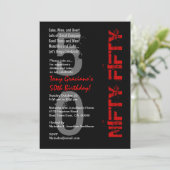 Niechter 50 - 50ste verjaardag zwart-wit rood kaart (Staand voorkant)