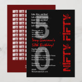 Niechter 50 - 50ste verjaardag zwart-wit rood kaart (Voorkant / Achterkant)