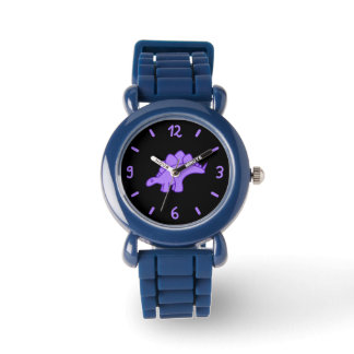 Niedliche Lila Stegosaurus Dinosaurier Horloge