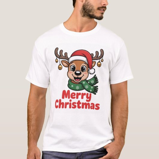 NiedlicherWeihnachtsrentierPulloverMerryChristmas T-shirt (Voorkant)