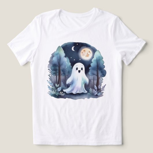Niedliches Gespenst Geist im Wald Longsleeve Tri-Blend Shirt (Design voorkant)