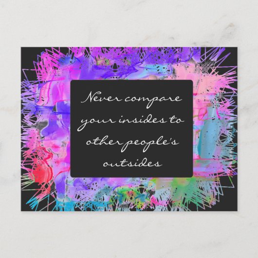 Niemals vergleichen briefkaart (Voorkant)