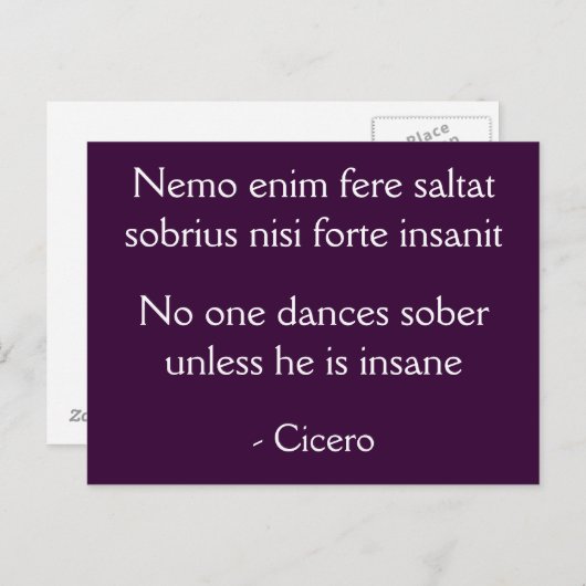 Niemand danst sober - Cicero quote Briefkaart (Voorkant / Achterkant)