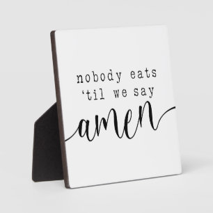 Niemand eet tot we Amen zeggen Farmhouse Sign Fotoplaat