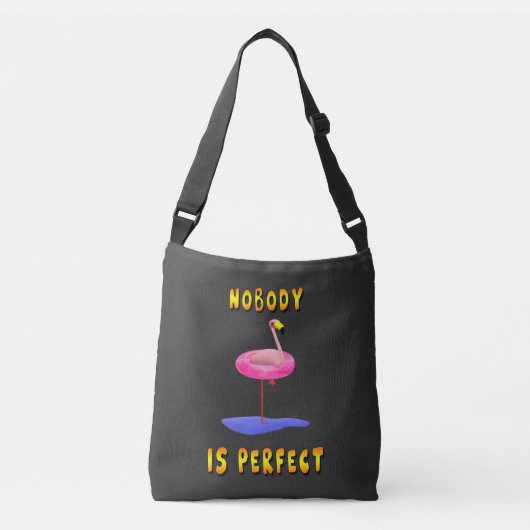 Niemand is perfect - flamingo met zwemring crossbody tas (Voorkant)