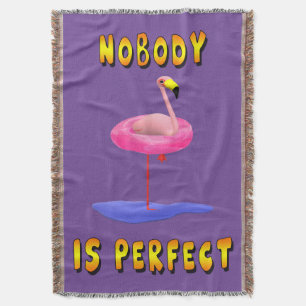 Niemand is perfect - flamingo met zwemring deken