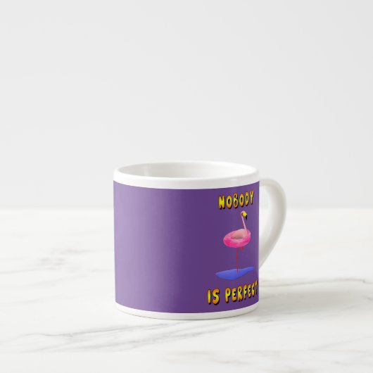 Niemand is perfect - flamingo met zwemring espresso kop (Voorkant rechts)
