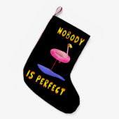Niemand is perfect - flamingo met zwemring kleine kerstsok (Voorkant (Hangend))