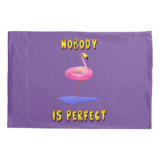 Niemand is perfect - flamingo met zwemring kussensloop (Achterkant)