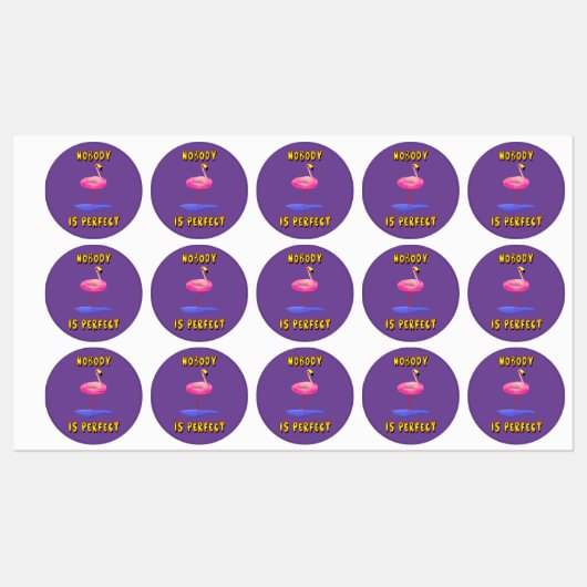 Niemand is perfect - flamingo met zwemring labels (Vel)