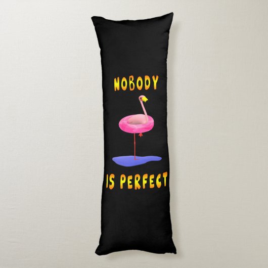 Niemand is perfect - flamingo met zwemring lichaamskussen (Achterkant (Verticaal))