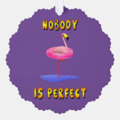 Niemand is perfect - flamingo met zwemring ornament kaart (Voorkant)