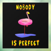 Niemand is perfect - flamingo met zwemring raamsticker (Vel 3)
