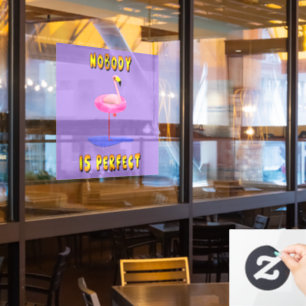 Niemand is perfect - flamingo met zwemring raamsticker