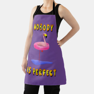 Niemand is perfect - flamingo met zwemring schort