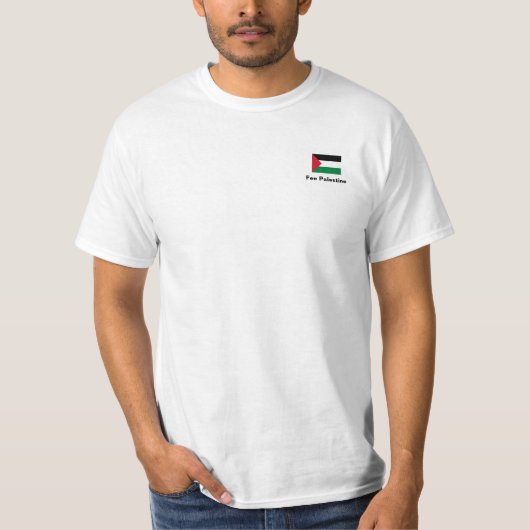 Niemand is vrij tot iedereen een gratis T-shirt he (Voorkant)