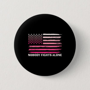 Niemand vecht alleen borstkanker VS vlag roze RI Ronde Button 5,7 Cm