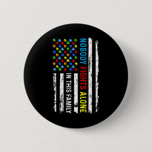 Niemand vecht alleen tegen de Amerikaanse vlag Puz Ronde Button 5,7 Cm