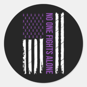 Niemand vlucht alleen Paarse lint Alzheimer's Awar Ronde Sticker
