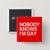 NIEMAND WEET DAT IK GAY - WHITE -.png Vierkante Button 5,1 Cm (Voorkant /achterkant)