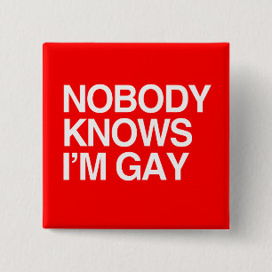 NIEMAND WEET DAT IK GAY - WHITE -.png Vierkante Button 5,1 Cm