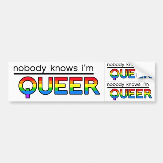 "Niemand weet dat ik homo ben" Decal (3-in-1) Bumpersticker (Voorkant)