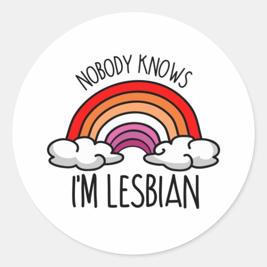 Niemand weet dat ik lesbisch ben ronde sticker (Voorkant)