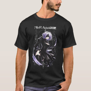 NieR Automata 2B 24 Basis Donkere T-shirt