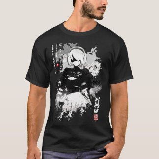 Nier Automata 2B Japan Ink AO DEN Gift Halloween D T-shirt