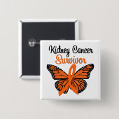Nierkanker SURVIVOR Butterfly Vierkante Button 5,1 Cm (Voorkant /achterkant)