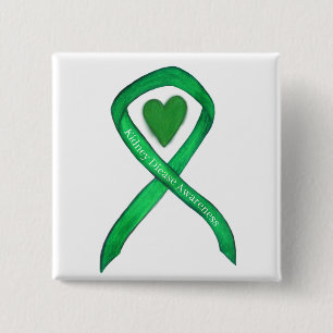 Nierziekte Awareness Groen lint Custom Pin Vierkante Button 5,1 Cm